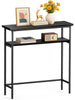 VOUNOT Narrow Console Table, 2-Tier Metal Frame Entryway Table 80x24x80cm, Black