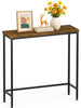 VOUNOT Slim Console Table, Metal Frame Entryway Table, 75x24x75 cm, Brown