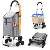 VOUNOT Folding Shopping Trolley, Aluminium Lightweight Shopping Cart 58L Grey