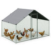 VOUNOT  Walk In Chicken Run Coop, Galvanised Poultry Cage, 300x200x200 cm
