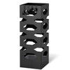 VOUNOT Metal Umbrella Stand, Freestanding Holder with Drip Tray & 4 Hooks, Hexagon Pattern, Black