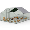 VOUNOT  Walk In Chicken Run Coop, Galvanised Poultry Cage, 300x300x200 cm