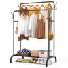 VOUNOT Double Clothes Rack with Shoe Shelves & 4 Hooks 110x58x150cm, Black