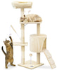 VOUNOT Cat Tree with Scratching Posts Multi - Level Cat Activity 112cm Beige