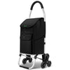 VOUNOT Folding Shopping Trolley on 6 Wheels, Aluminium Lightweight Shopping Cart, 55L, Black