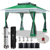 VOUNOT 3.6x3.6m Pop Up Gazebo w/Central Lock System Mesh Side Double Roof Green