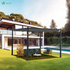 VOUNOT 3x3m Metal Pergola with Retractable Roof, Garden Gazebo for Outdoor, Grey - VOUNOTUK