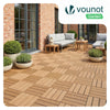 VOUNOT WPC Decking Tiles Set of 11, Outdoor Deck Tiles, 30x30 cm, Natural Wood
