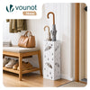 VOUNOT Metal Umbrella Stand, Freestanding Holder with Drip Tray & 4 Hooks, White