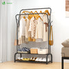 VOUNOT Clothes Rack with Shoe Shelves & Hooks Metal Wardrobe 110x35x146cm, Black