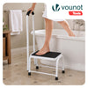 VOUNOT Folding Step Stool Metal w/ Handle, Anti-Slip Platform 38x26cm, White