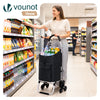 VOUNOT Folding Shopping Trolley on 6 Wheels, Aluminium Lightweight Shopping Cart, 55L, Black