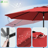 VOUNOT 2.7m Garden Parasol, Sunshade Patio Outdoor Tilting Umbrella with Crank Handle and Cover, Red