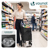 VOUNOT Folding Shopping Trolley, Aluminium Lightweight Shopping Cart 58L Black
