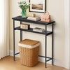 VOUNOT Narrow Console Table, 2-Tier Metal Frame Entryway Table 80x24x80cm, Black