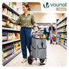 VOUNOT Folding Shopping Trolley with Detachable bag, 2 Mudguard wheels 55L Grey
