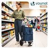 VOUNOT Folding Shopping Trolley with Detachable bag, 2 Mudguard wheels 55L Navy Blue