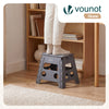 VOUNOT  Folding Step Stool, Anti-Slip Folding Stool, 37x30x32.5 cm Grey