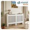 VOUNOT Radiator Cover Cabinet with Vertical Slats, White, 152x19x82cm