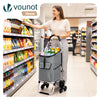 VOUNOT Folding Shopping Trolley on 6 Wheels, Aluminium Lightweight Shopping Cart, 55L Grey