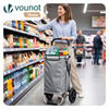 VOUNOT Folding Shopping Trolley with Cool Bag, 2 Mudguard wheels 57L Grey