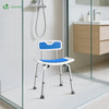 VOUNOT Adjustable Shower Stool w/Backrest Bath Seat Max Load 136 kg, Blue