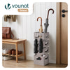 VOUNOT Metal Umbrella Stand, Freestanding Holder with Drip Tray & 4 Hooks, Hexagon Pattern, Beige