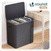 VOUNOT 170L Laundry Basket with Lid, Foldable Hamper with Removable Bag, Anthracite