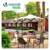 VOUNOT 3m Double Garden Parasol Table Umbrella, with Crank Handle Cover Beige