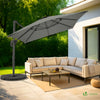 VOUNOT 3x3m Cantilever Parasol 360° Rotation & Tilt Garden Umbrella, Grey