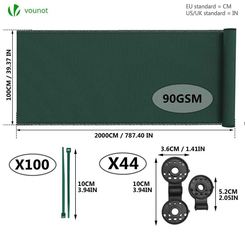 VOUNOT 1×20m Privacy Netting Garden Screening Shading Net Green