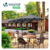 VOUNOT 3m Double Garden Parasol Table Umbrella, with Crank Handle Cover Grey