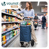 VOUNOT Folding Shopping Trolley with Cool Bag, 2 Mudguard wheels 57L Navy Blue
