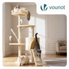 VOUNOT Cat Tree with Scratching Posts Multi - Level Cat Activity 112cm Beige