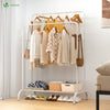 VOUNOT Double Clothes Rack with Shoe Shelves & 4 Hooks 110x58x150cm, White