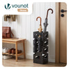 VOUNOT Metal Umbrella Stand, Freestanding Holder with Drip Tray & 4 Hooks, Hexagon Pattern, Black