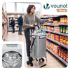 VOUNOT Folding Shopping Trolley on 6 Wheels, Aluminium Lightweight Shopping Cart with Insulated Cooling Bag, 58L Grey