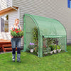 VOUNOT Lean to Wall Greenhouse with Zipped Roll-Up Door 200x100x180cm, Green
