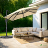 VOUNOT 3x3m Cantilever Parasol 360° Rotation & Tilt Garden Umbrella, Beige