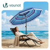 VOUNOT 2m Tilting Garden Parasol UV50+ with Ground Anchor, Mixed Blue Stripe