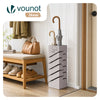 VOUNOT Metal Umbrella Stand, Freestanding Holder with Drip Tray & 4 Hooks, Diagonal Pattern, Beige