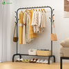 VOUNOT Clothes Rack with Shoe Shelf & 8 Hooks Metal Wardrobe 110x41x150cm, Black