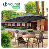VOUNOT Double Garden Parasol with Hand Crank with Cover, 4.6m Grey
