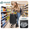 VOUNOT Folding Shopping Trolley, Aluminium Lightweight Shopping Cart 60L Black