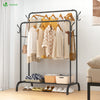 VOUNOT Double Clothes Rack with Shoe Shelves & 4 Hooks 110x58x150cm, Black