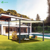 VOUNOT 3x3m Metal Pergola with Retractable Roof, Garden Gazebo for Outdoor Beige - VOUNOTUK