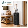 VOUNOT Metal Umbrella Stand, Freestanding Holder with Drip Tray & 4 Hooks, Black