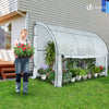 VOUNOT Lean to Wall Greenhouse with Zipped Roll-Up Door 300x100x180cm, White