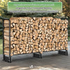 VOUNOT Firewood Log Rack with Cover, Metal Log Store Outdoor 200x26x116cm, Black