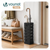 VOUNOT Metal Umbrella Stand, Freestanding Holder with Drip Tray & 4 Hooks, Diagonal Pattern, Black